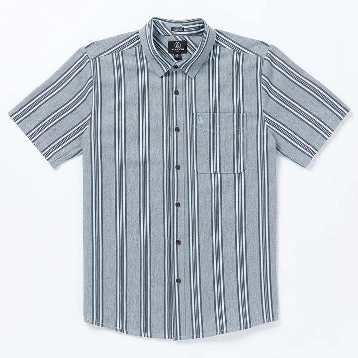 Volcom Newbar Stripe Short-Sleeve Shirt - Men's Celeste Blue