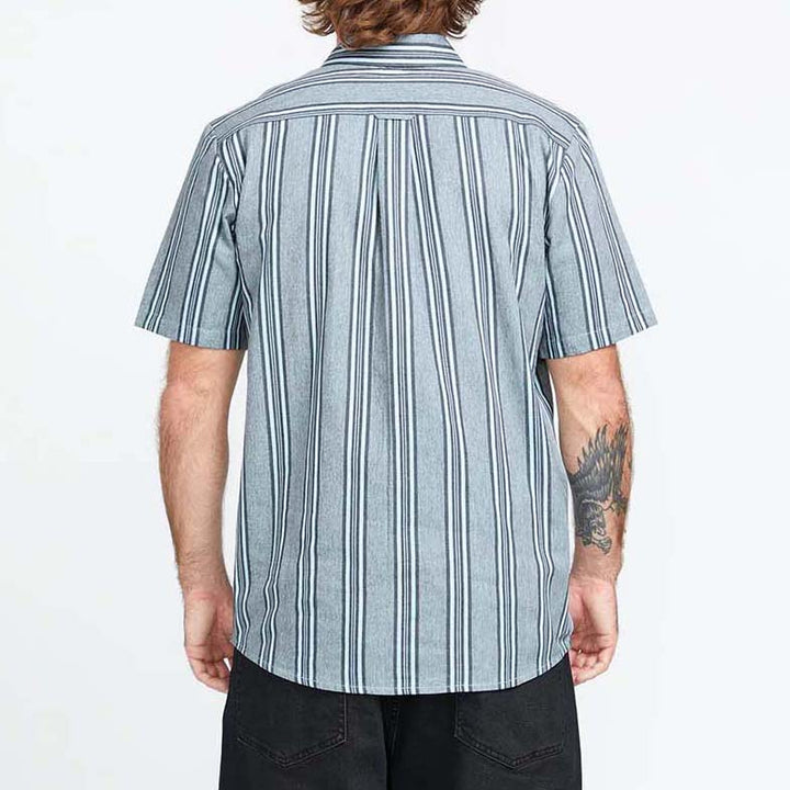 Volcom Newbar Stripe Short-Sleeve Shirt - Men's Celeste Blue