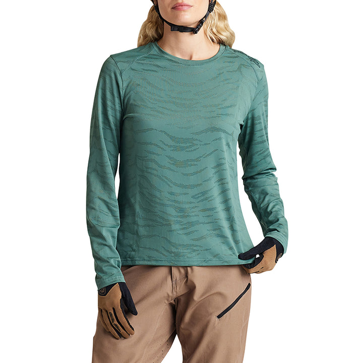 Troy Lee Designs Lilium Long-Sleeve Jersey - Women's Tiger Jacquard Steel Green