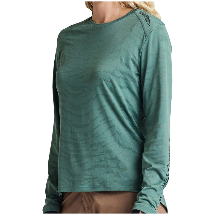 Troy Lee Designs Lilium Long-Sleeve Jersey - Women's Tiger Jacquard Steel Green