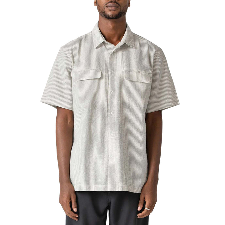 Former Broadcast Seersucker Short-Sleeve Shirt - Men's Bone/Black