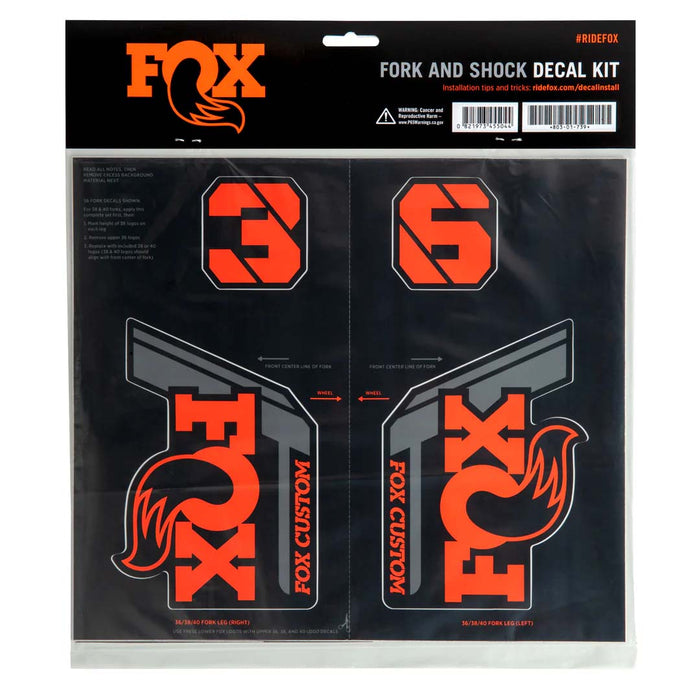 Fox Racing Custom Fork and Shock Decal Kit Factory Orange