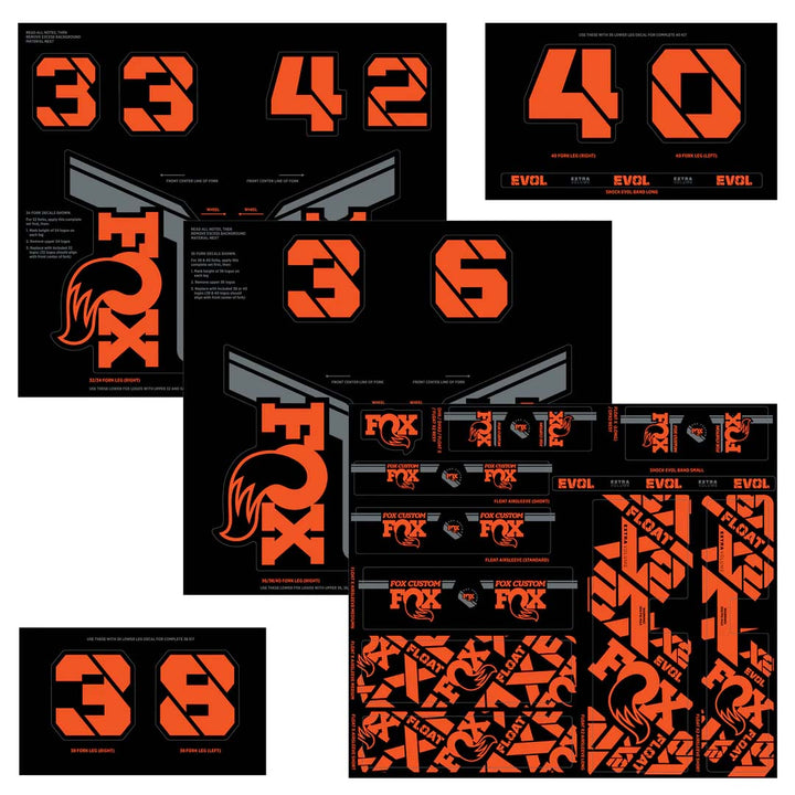 Fox Racing Custom Fork and Shock Decal Kit Factory Orange