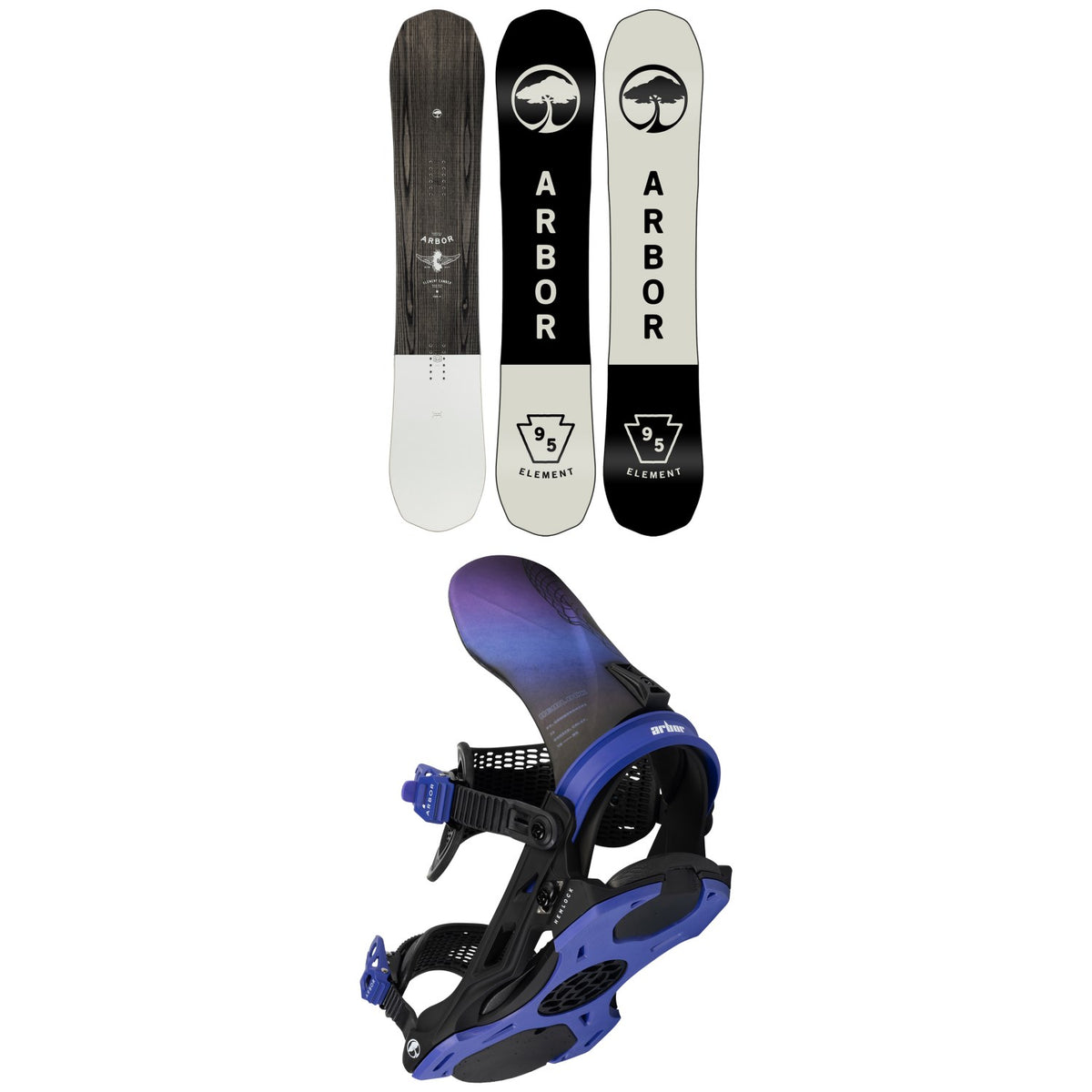 Arbor Element Camber Snowboard + Hemlock Snowboard Bindings 2024