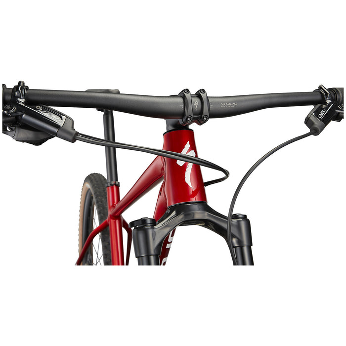 Specialized Chisel Comp Complete Mountain Bike 2024 Gloss Red Tint Fade Over Brushed Silver/Tarmac Black/White w/Gold Pearl