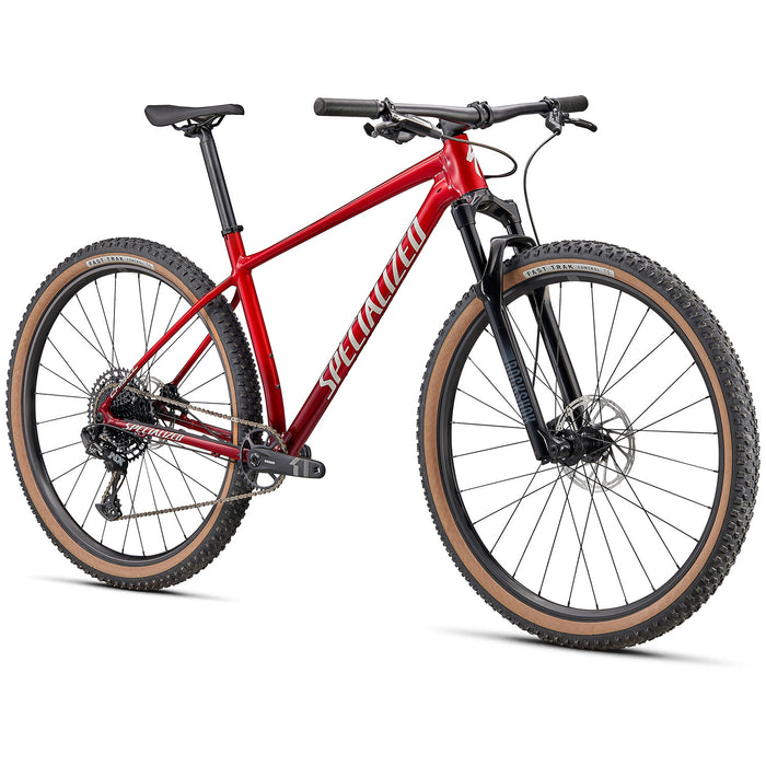 Specialized Chisel Comp Complete Mountain Bike 2024 Gloss Red Tint Fade Over Brushed Silver/Tarmac Black/White w/Gold Pearl