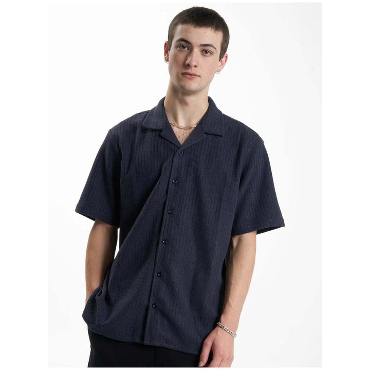 Thrills Though Shall Not Bowling Shirt - Men's Midnight Navy