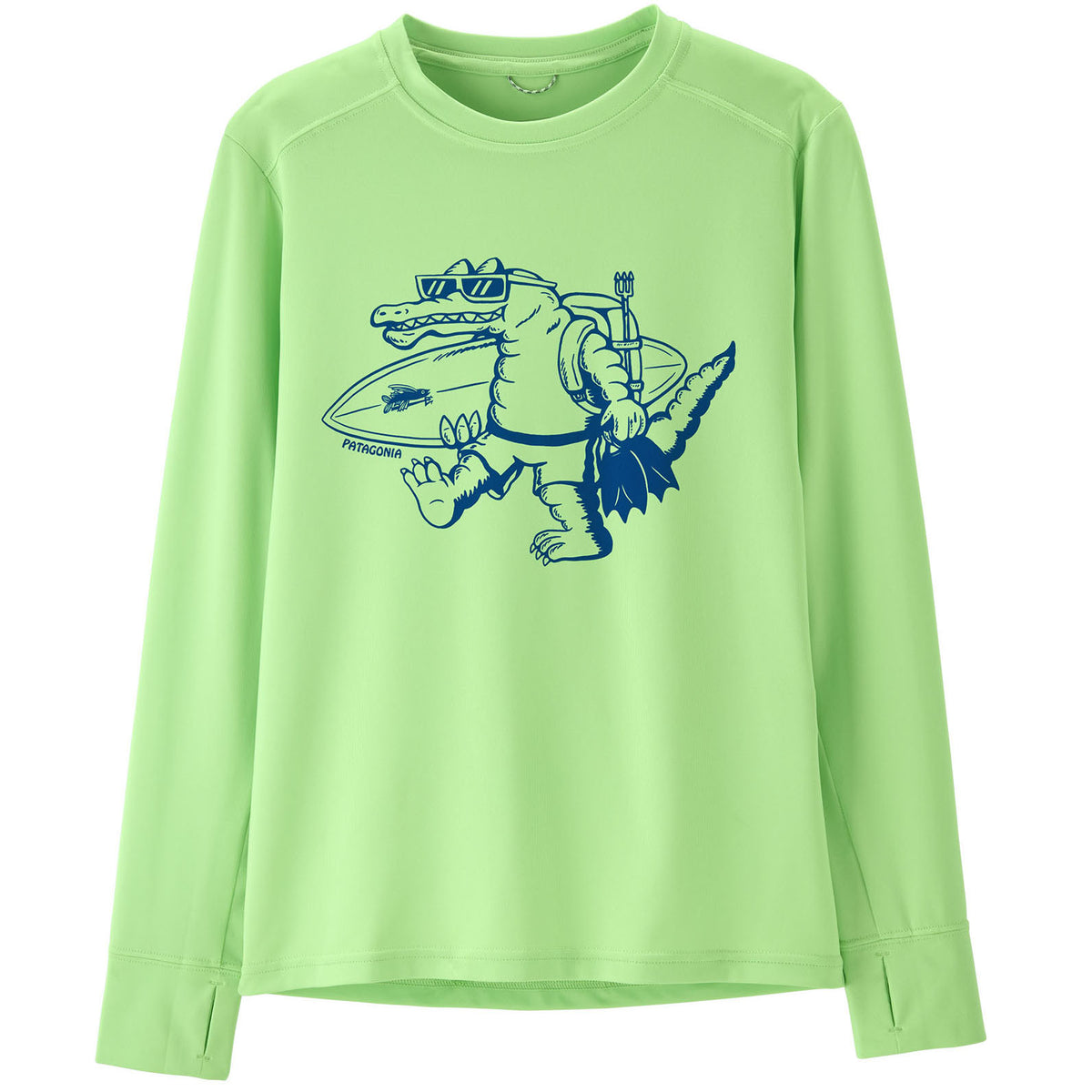 Patagonia Capilene Long-Sleeve Silkweight Top - Kids' Water People Gator/Salamander Green