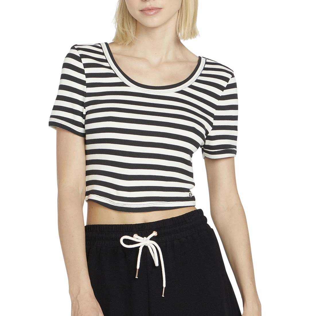 Volcom Lil Knit Ringer Top - Women's Black White
