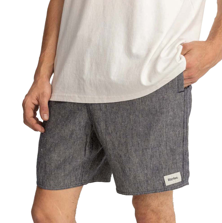 Rhythm Hickory Linen Jam Shorts - Men's Indigo