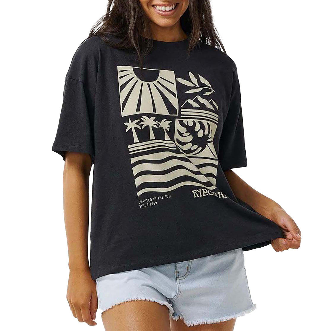 Rip Curl Santorini Sun Heritage T-Shirt - Women's Washed Black