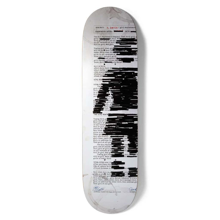 Girl Davis Redacted 8.25 Skateboard Deck