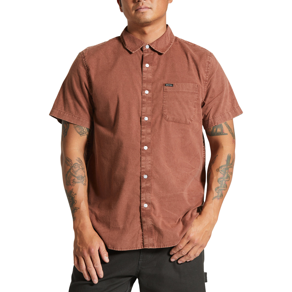 Brixton Charter Sol Wash Short-Sleeve Shirt - Men's Sepia Sol Wash