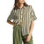 Brixton Mykonos Stripe Boyfriend Short-Sleeve Shirt - Women's Military Olive