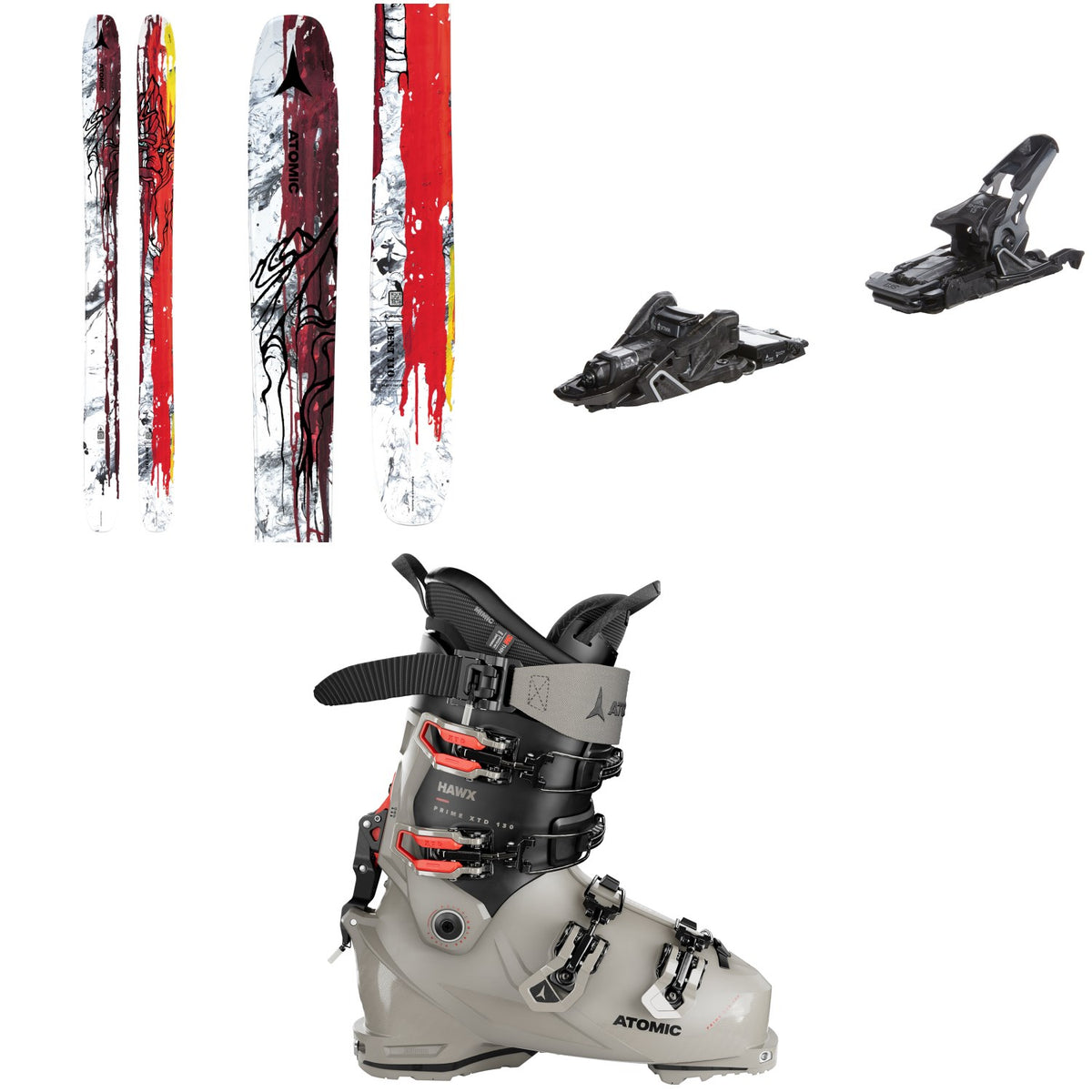 Atomic Bent 110 Skis + Salomon S/Lab Shift MNC 13 Alpine Touring Ski Bindings + Atomic Hawx Prime XTD 130 GW Alpine Touring Ski Boots 2024
