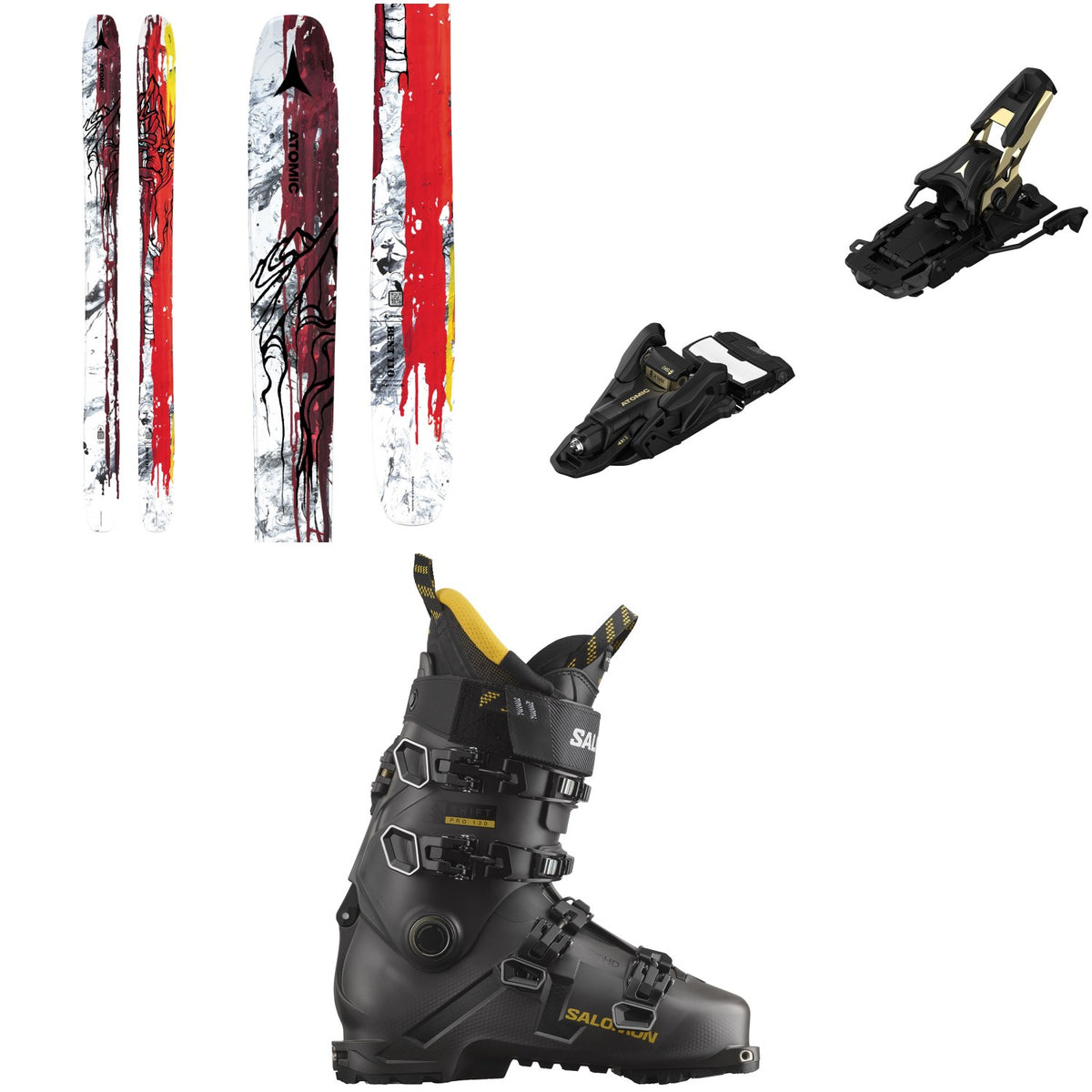 Atomic Bent 110 Skis + Atomic Shift MNC 13 Alpine Touring Ski Bindings + Salomon Shift Pro 120 AT Ski Boots 2024
