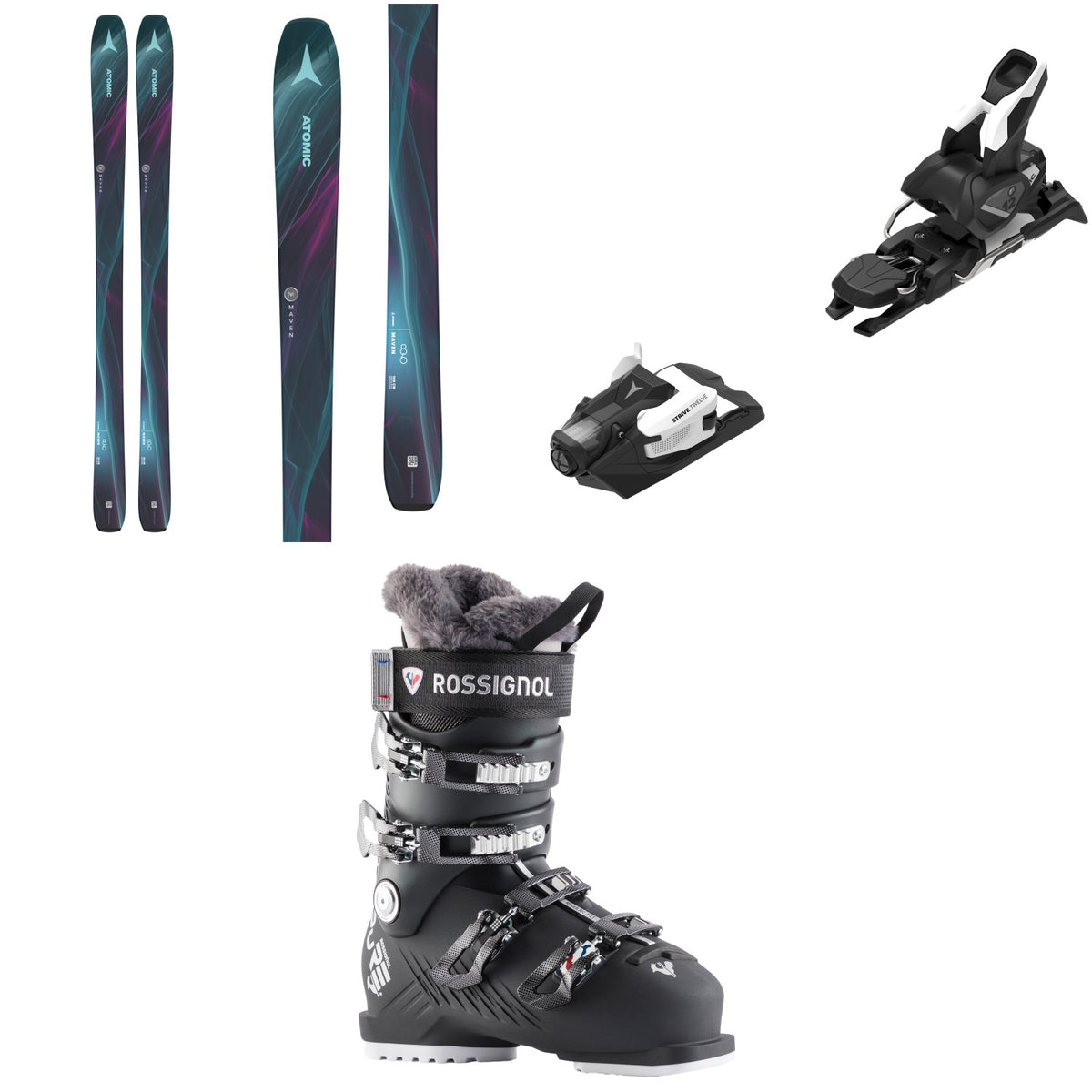 Atomic Maven 86 Skis + Strive 12 GW Ski Bindings + Rossignol Pure 70 Ski Boots - Women's 2024