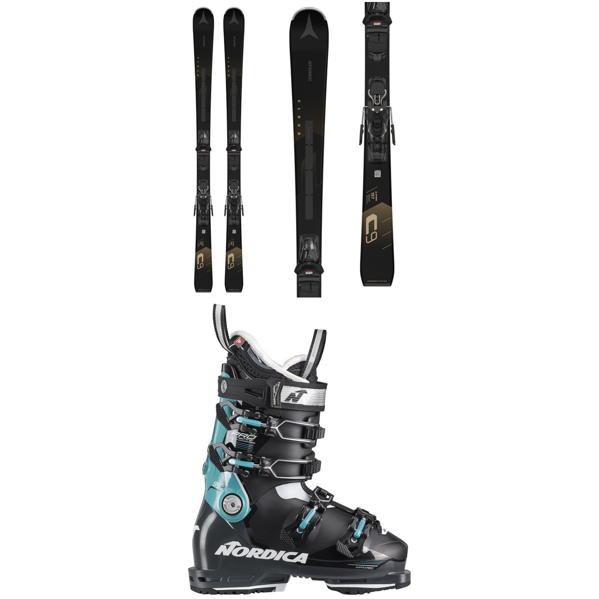 Atomic Cloud C9 Revo L Skis + M10 GW Bindings + Nordica Promachine 95 Ski Boots - Women's 2024