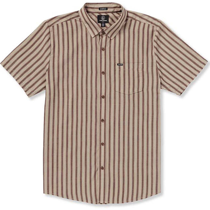 Volcom Arvostripe Woven Short-Sleeve Shirt - Men's Light Khaki