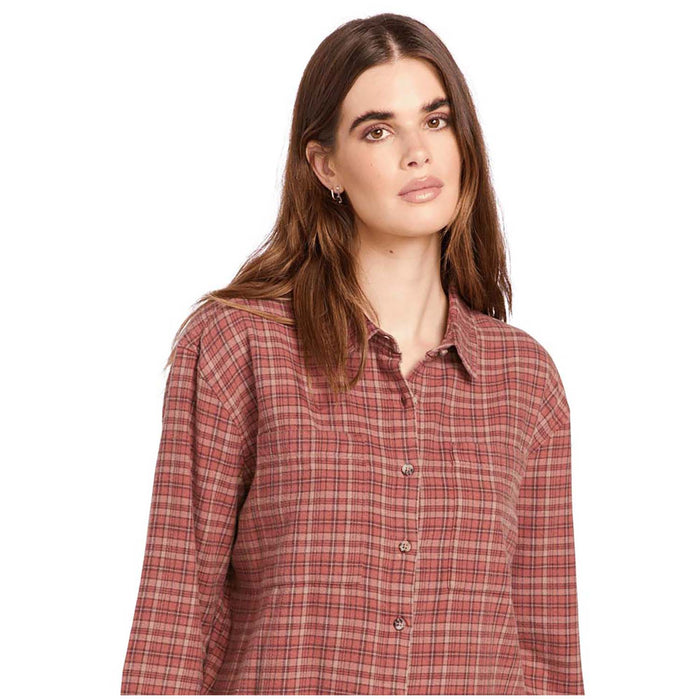 Volcom Plaid To Meet U 2 Long-Sleeve Shirt - Women's Chestnut Brown