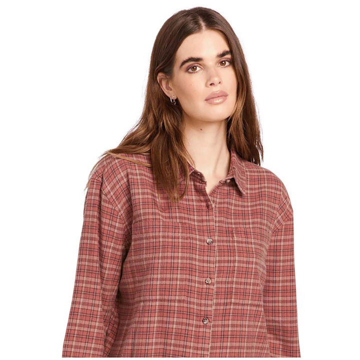 Volcom Plaid To Meet U 2 Long-Sleeve Shirt - Women's Chestnut Brown
