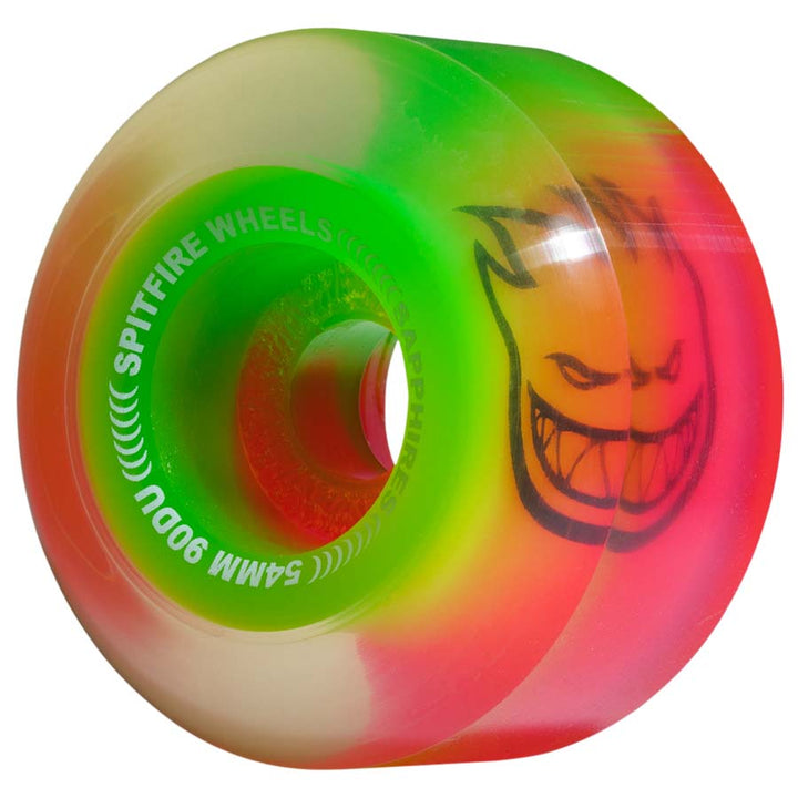 Spitfire 90a Neon Pink/Green Sapphire Skateboard Wheels