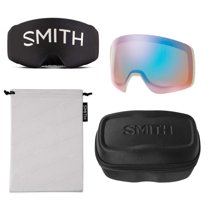 Smith 4D MAG XL Low Bridge Fit Goggles Chalk/ChromaPop Sun Black Gold Mirror+ChromaPop Storm Blue Sensor Mirror