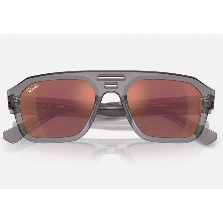 Ray Ban Corrigan 54 Sunglasses Transparent Grey/Dark Violet Mirror Red