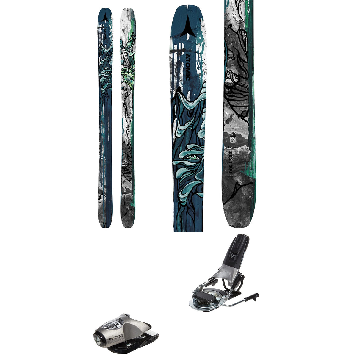 Atomic Bent 100 Skis + Look Pivot 15 GW Ski Bindings 2024