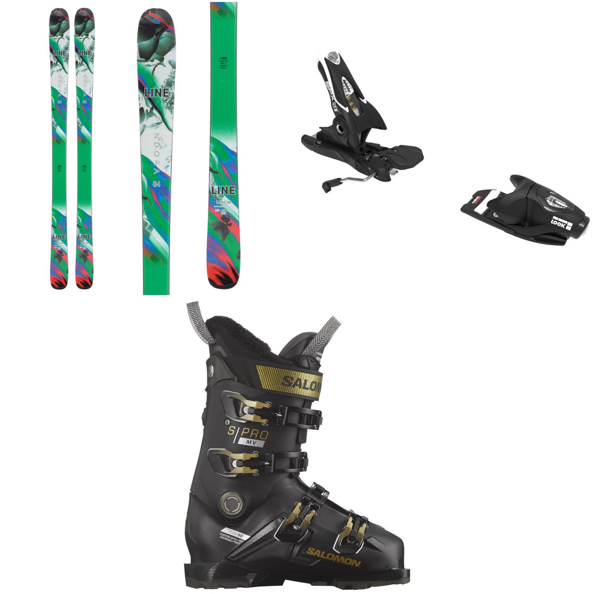 Line Skis Pandora 84 Skis + Look SPX 10 GW Ski Bindings + Salomon S/Pro MV 90 Ski Boots - Women's 2024