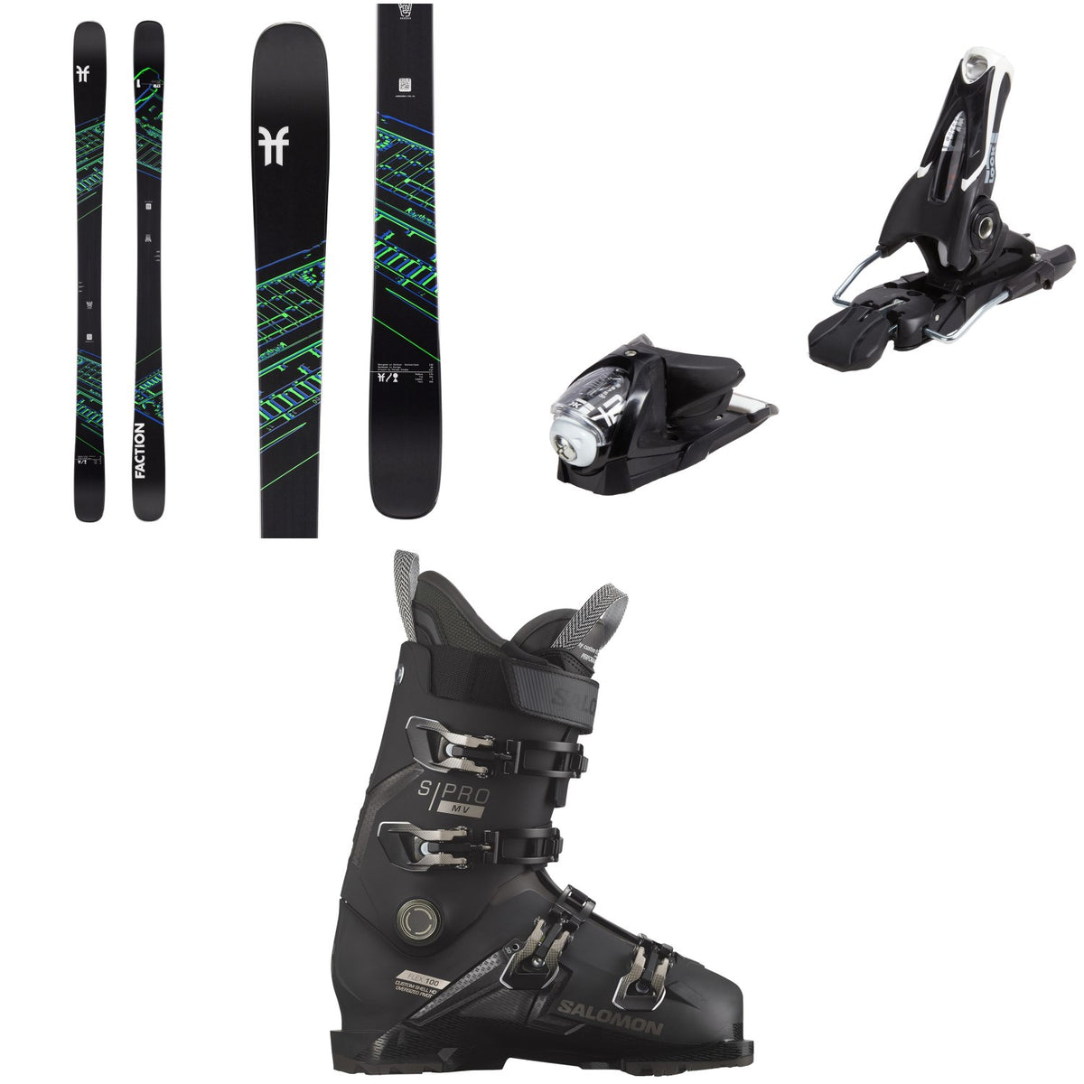 Faction Prodigy 1 Skis + Look SPX 12 GW Ski Bindings + Salomon S/Pro MV 100 Ski Boots