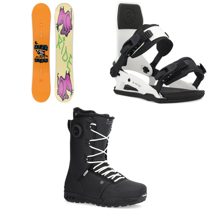 Ride Kink Snowboard + C-6 Snowboard Bindings + Fuse Snowboard Boots 2025