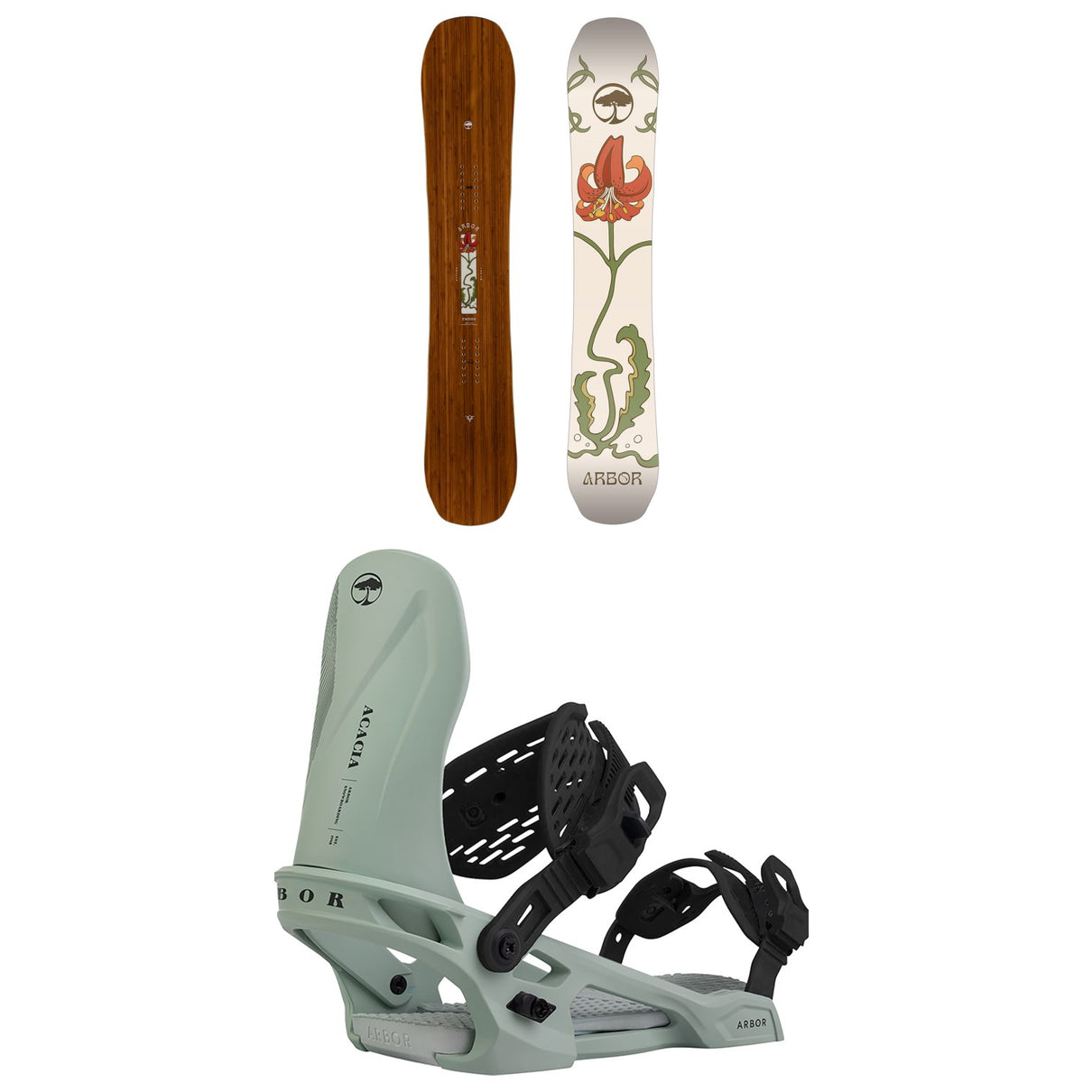 Arbor Swoon Rocker Snowboard + Acacia Snowboard Bindings - Women's 2025
