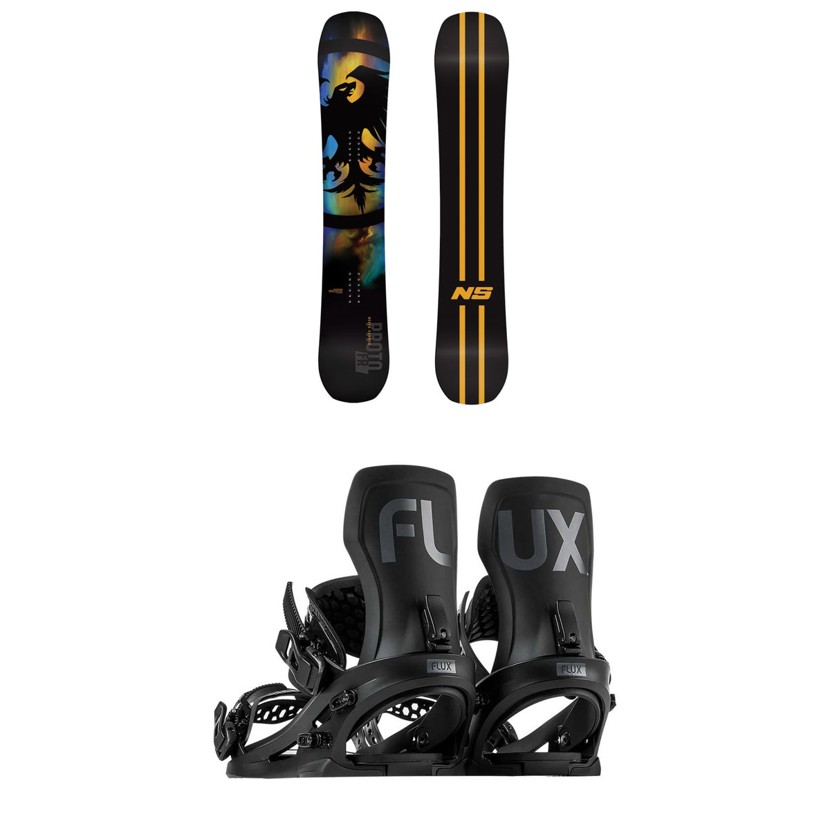Never Summer Proto FR Snowboard + Flux XF Snowboard Bindings 2025