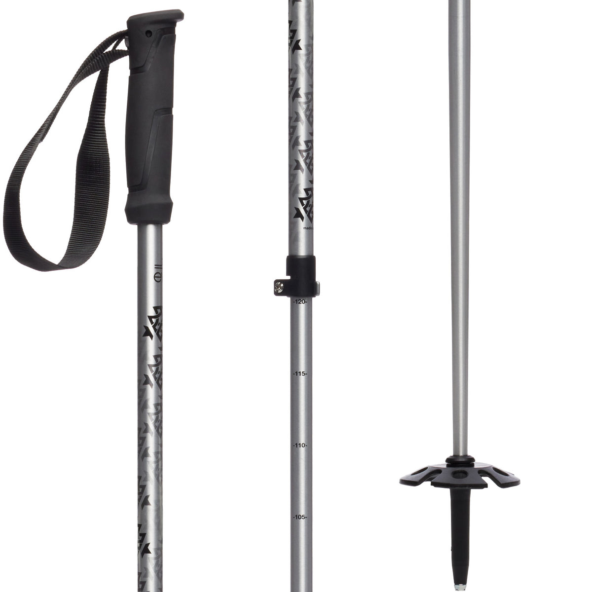 evo Way Up Adjustable Ski Poles Silver Crown