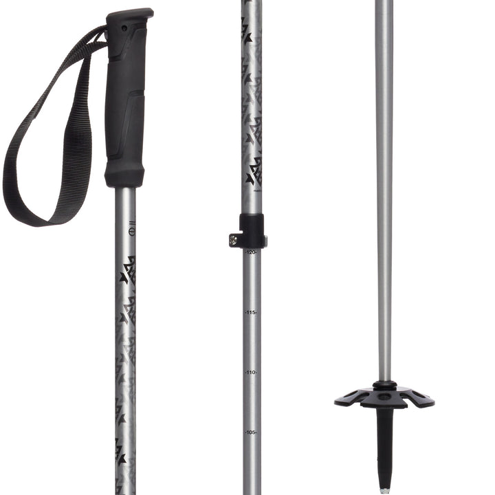 evo Way Up Adjustable Ski Poles Silver Crown