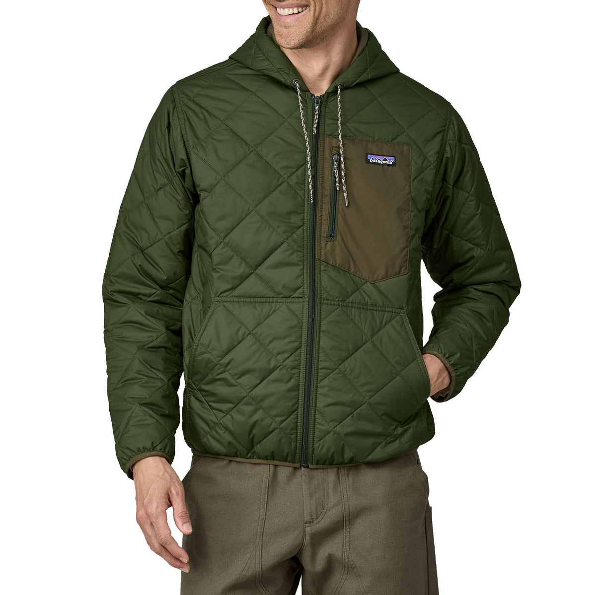 Patagonia Diamond Quilted Bomber Hoodie - Men's Torrey Pine Green