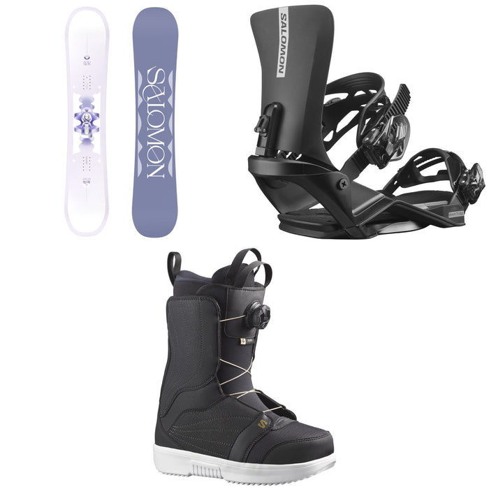 Salomon Lotus Snowboard + Rhythm Snowboard Bindings + Pearl Boa Snowboard Boots - Women's 2026