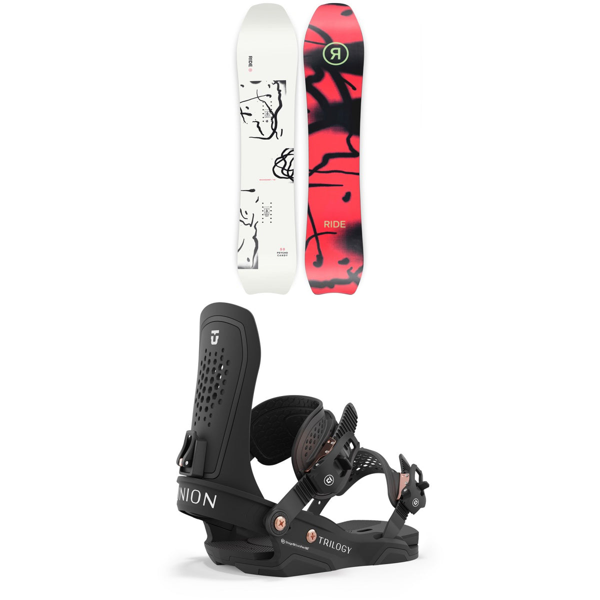 Ride Psychocandy Snowboard + Union Trilogy Snowboard Bindings - Women's 2024