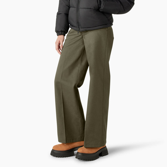 Dickies Wide Leg Work Pants - Women's Military Green