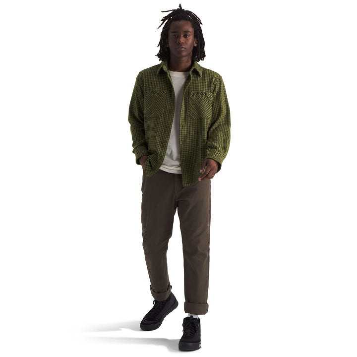 The North Face Valley Twill Flannel Shirt - Men's Forest Olive Grid Plaid