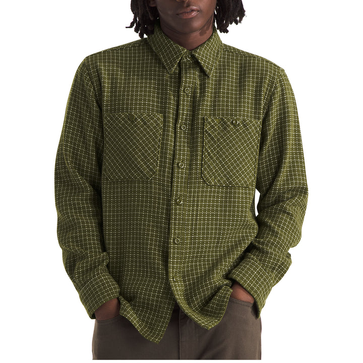The North Face Valley Twill Flannel Shirt - Men's Forest Olive Grid Plaid