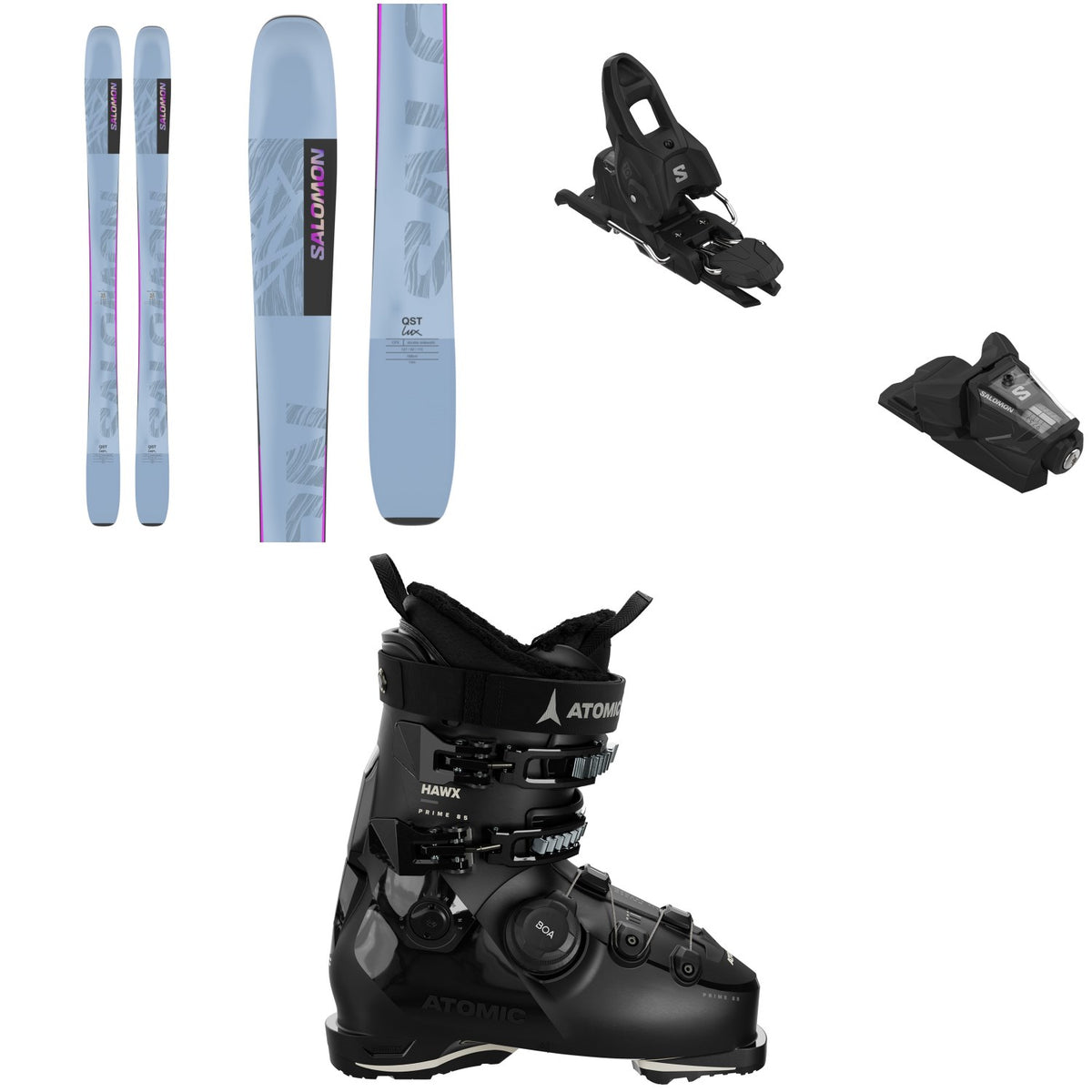 Salomon QST Lux 92 Skis - Women's + Salomon Stage 10 GW Ski Bindings + Atomic Hawx Prime 85 BOA W GW Ski Boots - Women's 2025