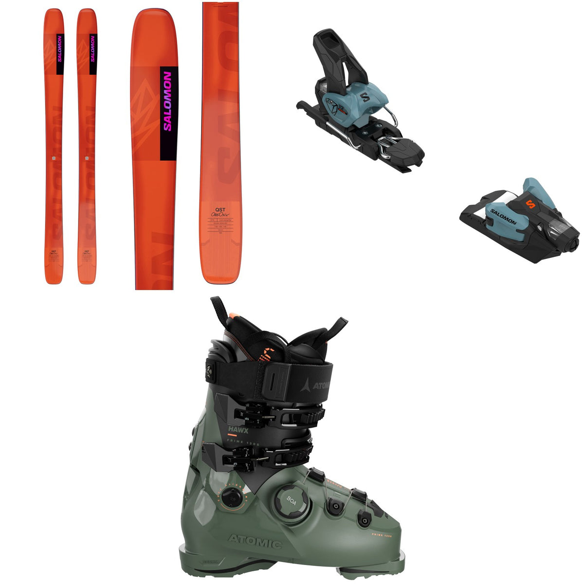 Salomon QST 106 Skis + Salomon Strive 12 GW Ski Bindings + Atomic Hawx Prime 120 S BOA GW Ski Boots 2025
