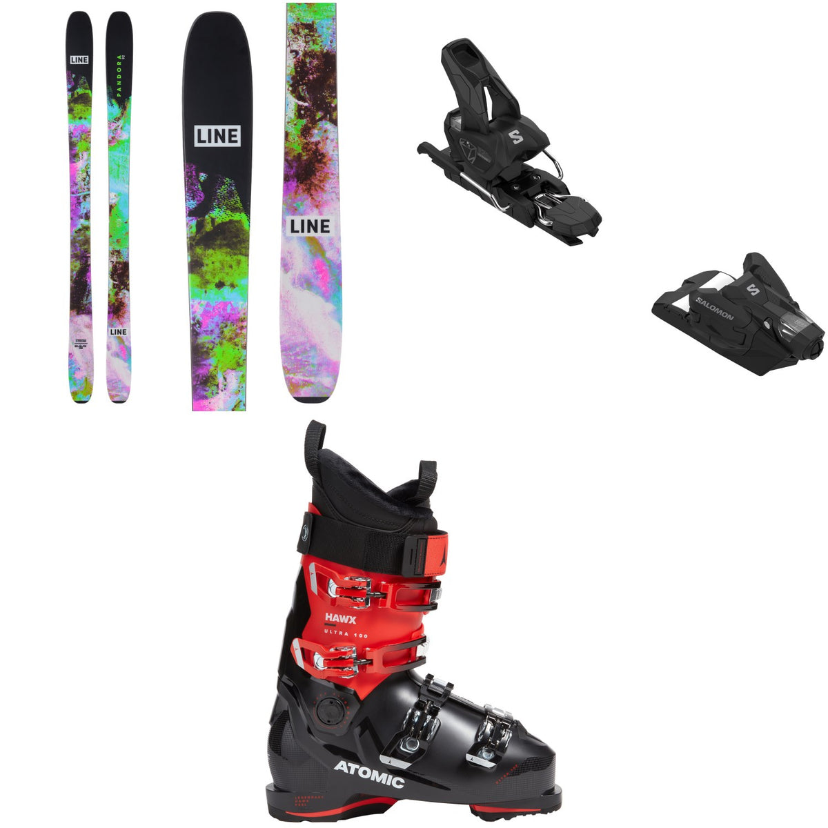 Line Skis Pandora 92 Skis + Salomon Strive 12 GW Ski Bindings + Atomic Hawx Ultra 100 GW Ski Boots 2025