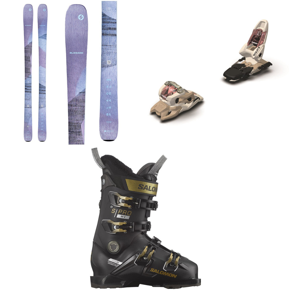 Blizzard Black Pearl 88 Skis - Women's + Marker Squire 11 Ski Bindings + Salomon S/Pro MV 90 Ski Boots - Women's