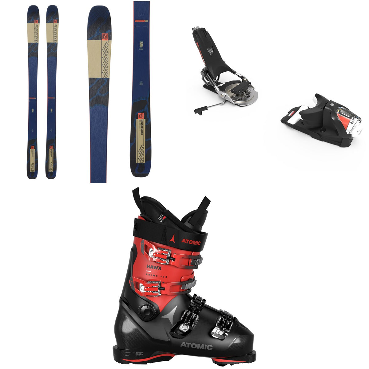 K2 Mindbender 90 C Skis + Look Pivot 12 GW Ski Bindings + Atomic Hawx Prime 100 GW Ski Boots