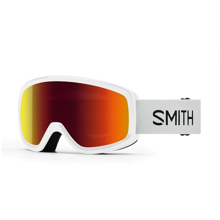 Smith Snowday Low Bridge Fit Goggles - Kids' White/Red Sol-X Mirror