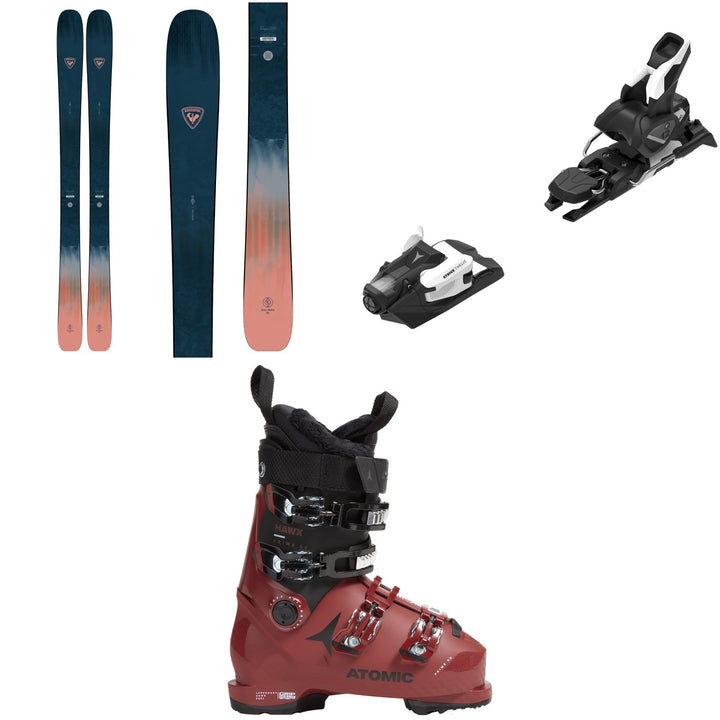 Rossignol Rallybird 92 Skis+ Atomic Strive 12 GW Ski Bindings + Atomic Hawx Prime 95 GW Ski Boots - Women's