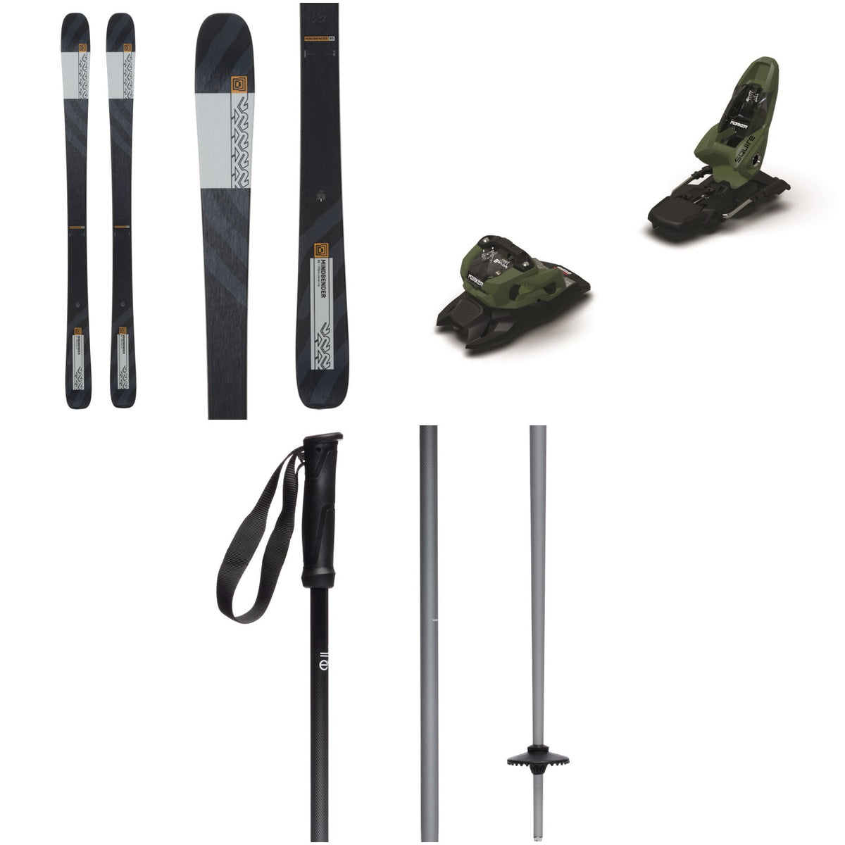 K2 Mindbender 85 Skis 2024 + Marker Squire 11 Ski Bindings + evo Merge Ski Poles